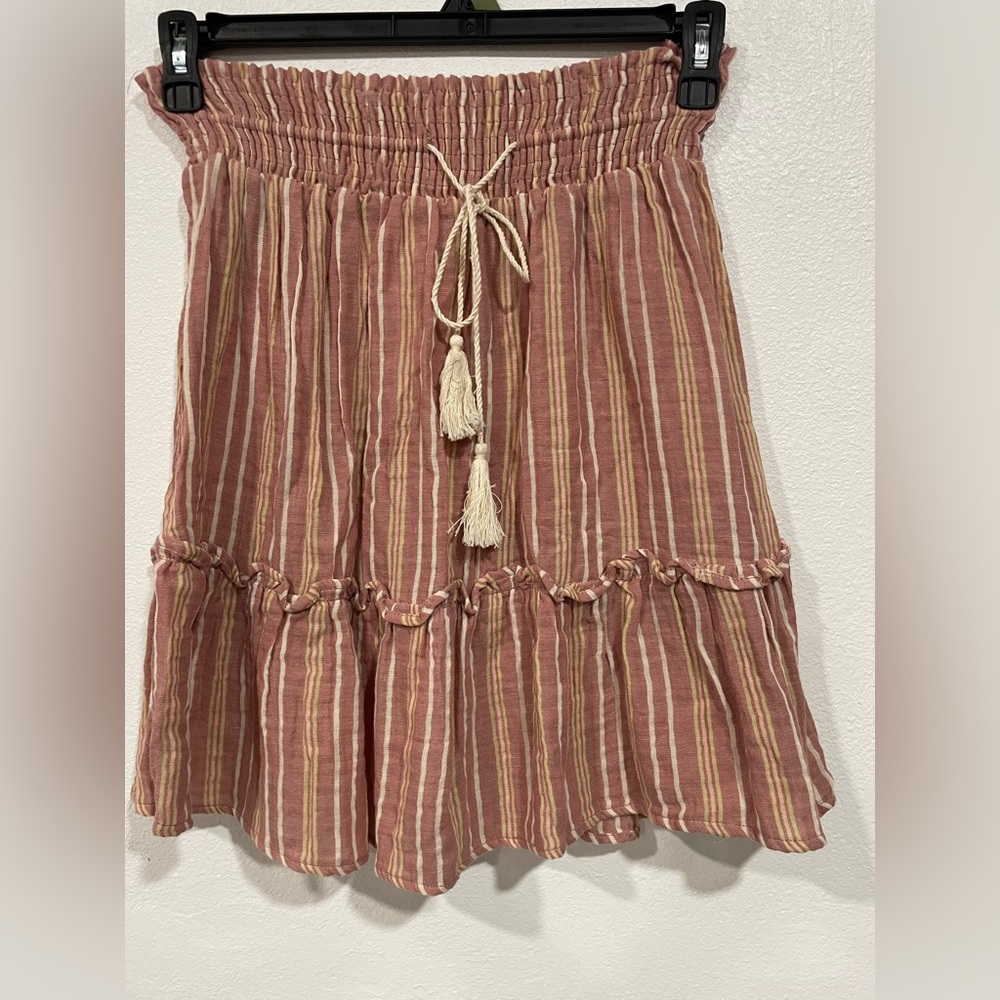 Chic Striped Mini Skirt with Tassel Details